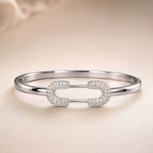 Brazalete clip rodio con circonitas