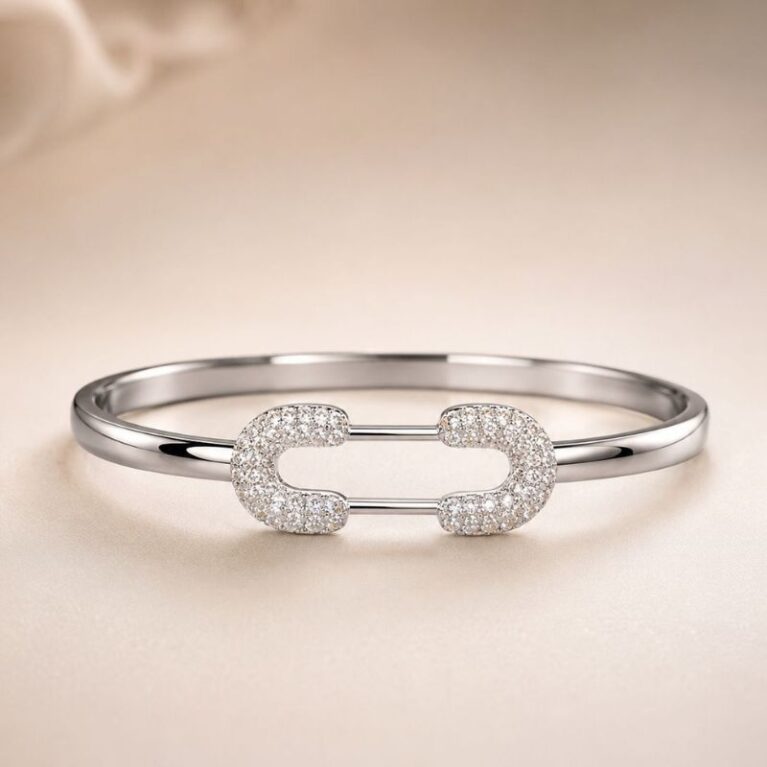 Brazalete clip rodio con circonitas