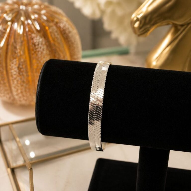 Pulsera rodio ancha cola de rata