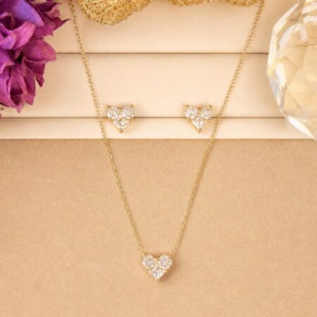 Conjunto de de dijes de corazones todo rodio con circonitas blancas