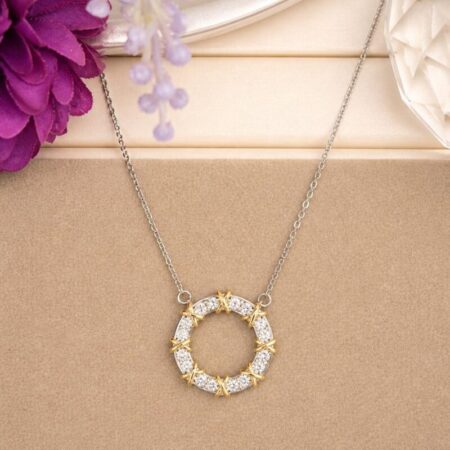 Cadena fina rodio con dije de argolla grande con x en oro inspiración tiffany co