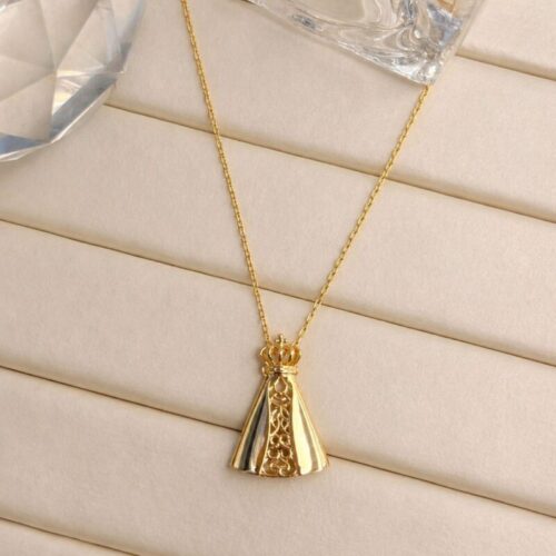 Cadena fina oro con medalla pulida dela virgen