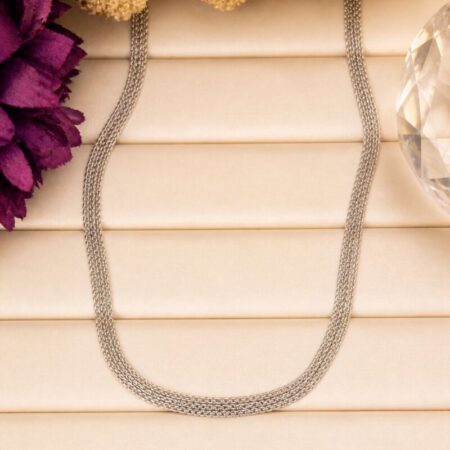 Cadena rodio tipo choker ancha plana