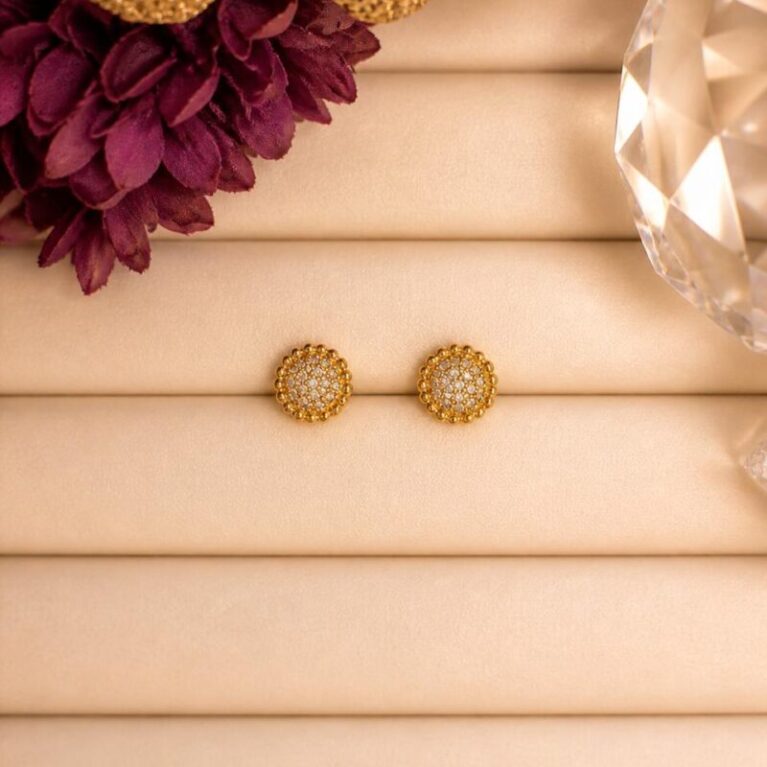 Aro oro forma de girasol con circonitas